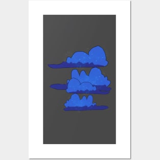 Blue Sparkly Fluffy Clouds Posters and Art